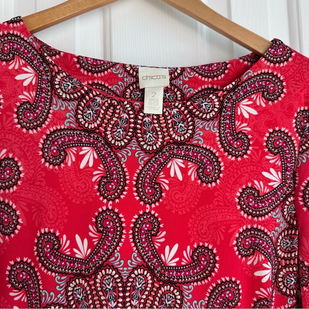 Womens Chico's Paisley Medallion Shift Dress EUC - Picture 7 of 7